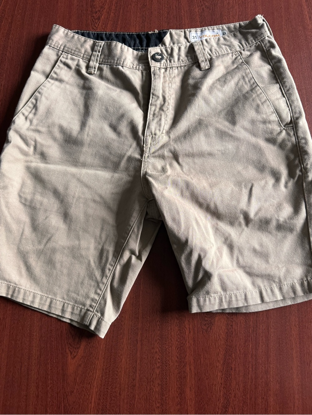 2 pairs of Volcom Men’s Khaki Flat Front Shorts